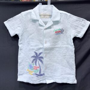 Boys Premium Sky Blue Tropical Palm Tree Shirt | Summer Beach Wear for 2-6 Years