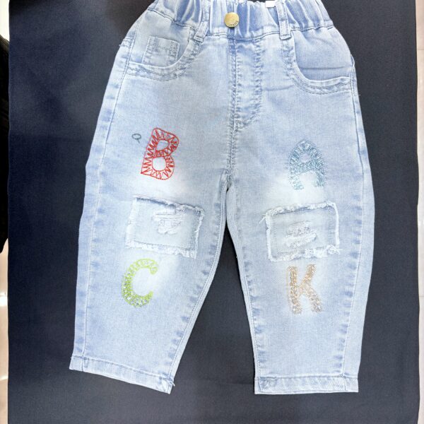 IMG_2499 Boys 'ABC' Distressed Jeans | Playful Embroidered Denim